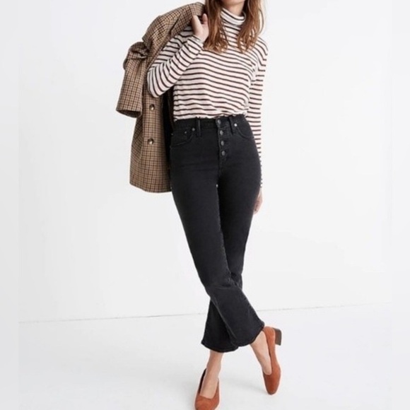 MADEWELL CALI DEMI BOOT BUTTON FLY BLACK BELL SPRING EDITION JEANS 26 - Picture 2 of 10